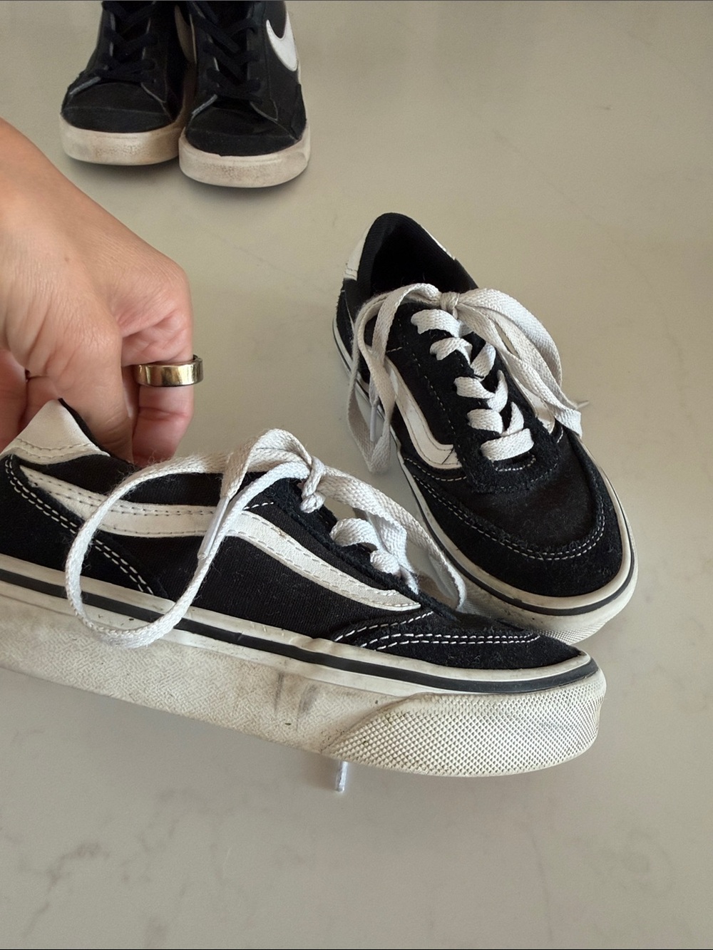 Vans Black and White Low-Top Skate Shoes